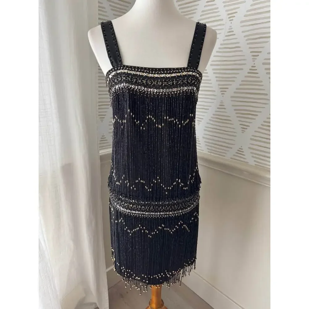 slim fit dress slacks Queendacner Women 1920 Dress Sparkly Gold Sequin V-Neck Sleeveless Flapper  Great Gatsby Dress with Fringes – queendancer main image 1
